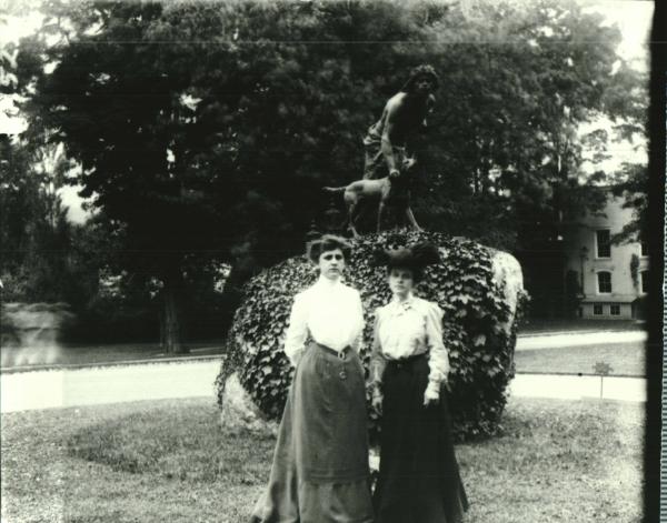 Two Women by The Indian Hunter Statue