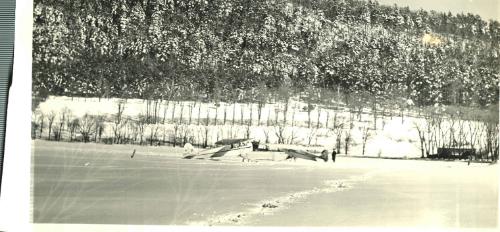 Areoplane on frozen Lake
