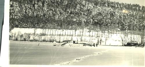 Areoplane on frozen Lake